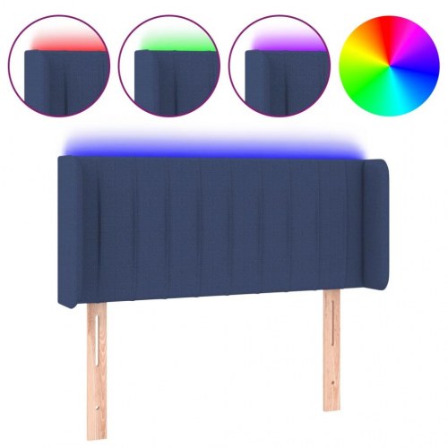 Sengegavl med LED-lys 93 × 16 × 78/88 cm - stof, blå
