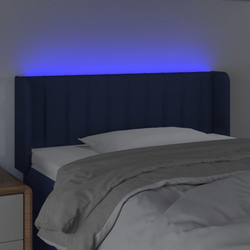 Sengegavl med LED-lys 93 × 16 × 78/88 cm - stof, blå