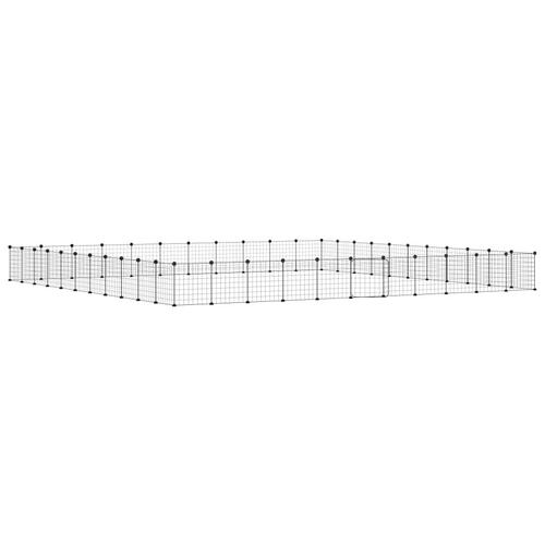 44-panels kæledyrsindhegning med låge 35x35 cm stål sort