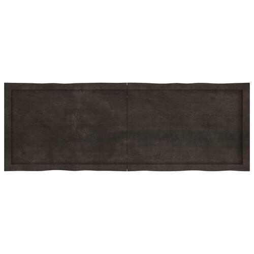 Bordplade 140x50x(2-6) cm naturlig kant behandlet træ mørkebrun