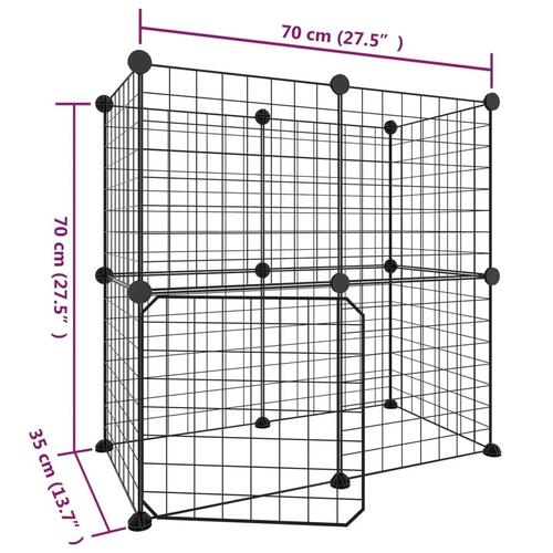 12-panels kæledyrsindhegning med låge 35x35 cm stål sort
