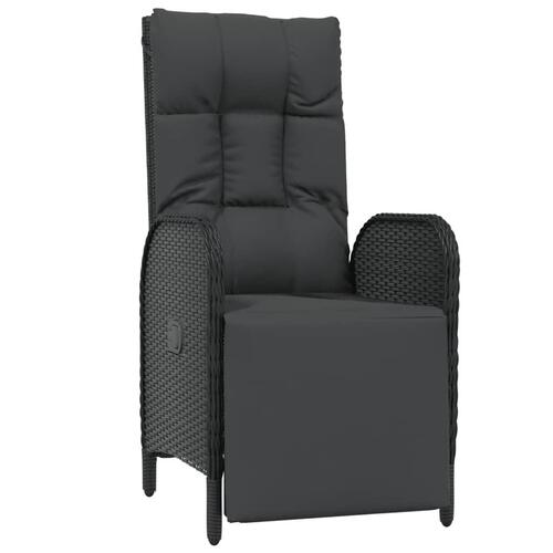 Havestole med lænefunktion 2 stk. med bord polyrattan sort