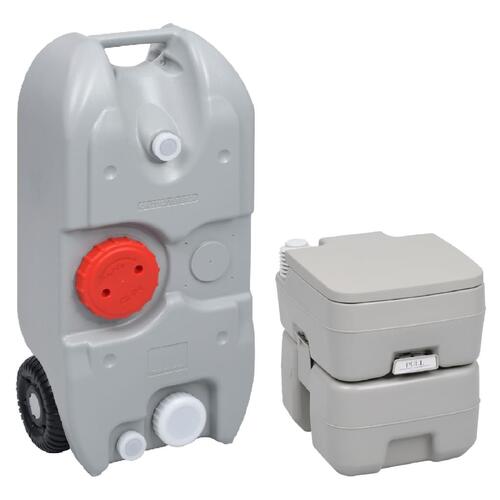 Transportabelt campingtoilet og vandbeholder