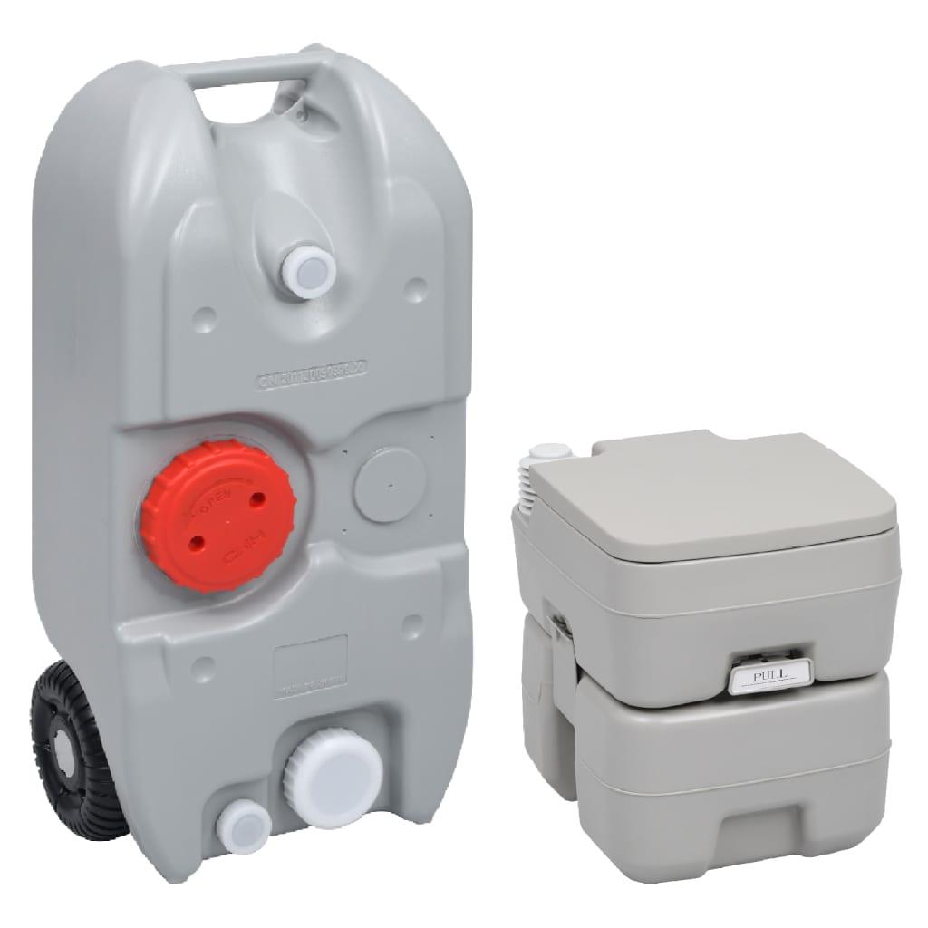 Transportabelt campingtoilet og vandbeholder