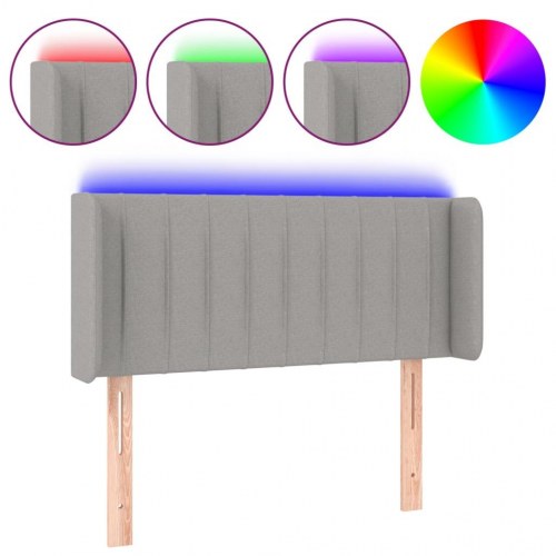 Sengegavl med LED-lys 103×16×78/88 cm - stof, lysegrå