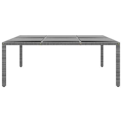 Havebord 200x150x75 cm hærdet glas og polyrattan grå