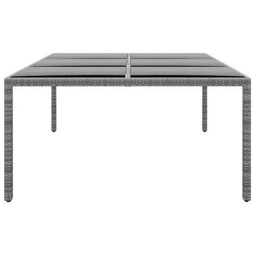 Havebord 200x150x75 cm hærdet glas og polyrattan grå