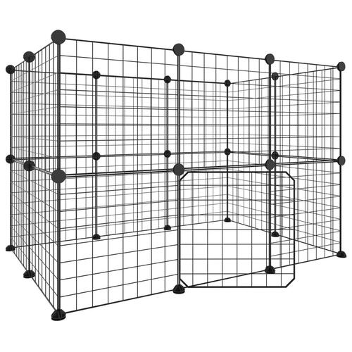 20-panels kæledyrsindhegning med låge 35x35 cm stål sort