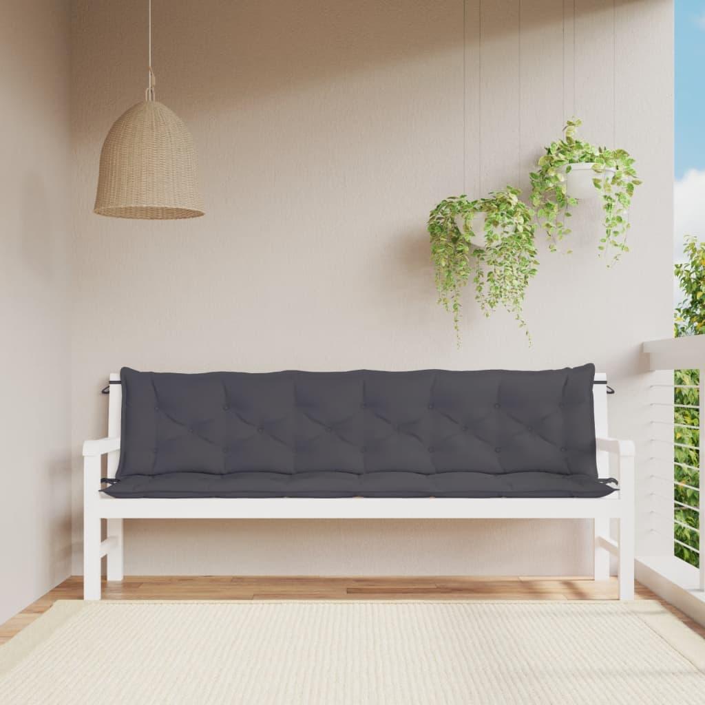 Hynder til havebænk 2 stk. 200x50x7 cm oxfordstof antracitgrå