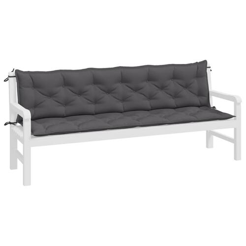 Hynder til havebænk 2 stk. 200x50x7 cm oxfordstof antracitgrå