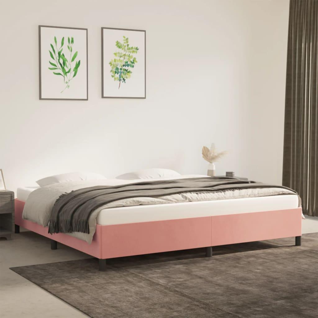 Sengeramme 200x200 cm fløjl pink