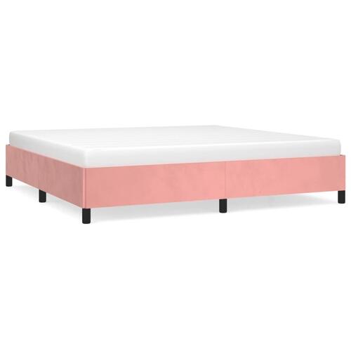 Sengeramme 200x200 cm fløjl pink