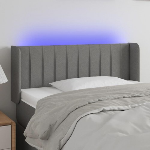 Sengegavl med LED-lys - 103×16×78/88 cm, stof, mørkegrå