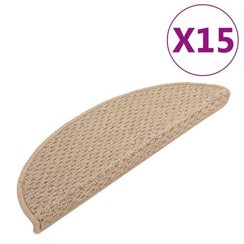 Trappemåtter 15 stk. 65x25 cm lysebrun