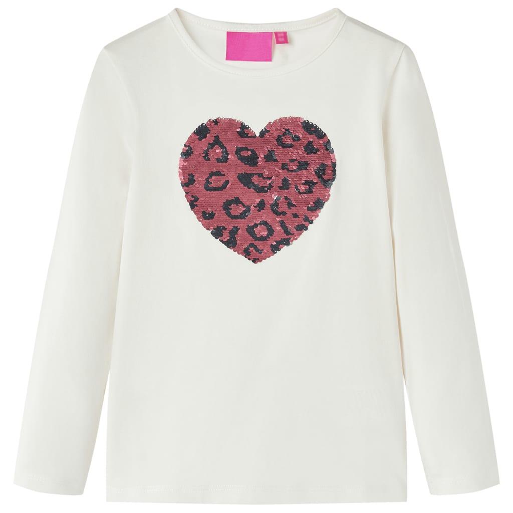 Langærmet T-shirt til børn str. 104 ecrufarvet billede