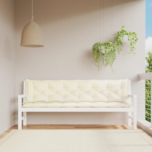 Hynder til havebænk 2 stk. 200 x 50 x 7 cm - cremefarvet