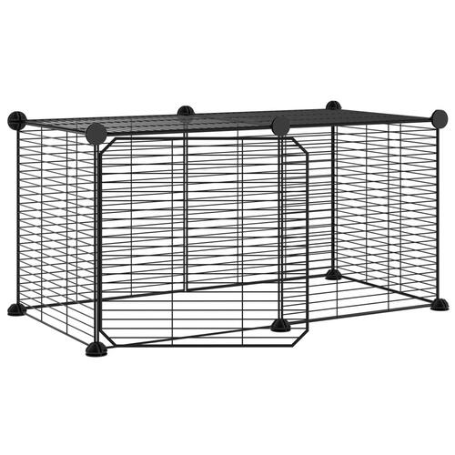 8-panels kæledyrsindhegning med låge 35x35 cm stål sort