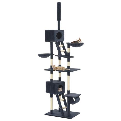 Kradsetræ til katte med sisal-kradsestolper 230-260 cm mørkeblå