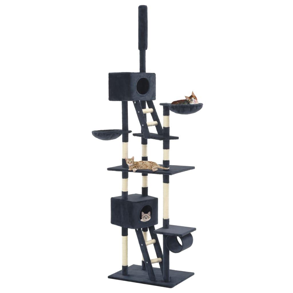 Kradsetræ til katte med sisal-kradsestolper 230-260 cm mørkeblå