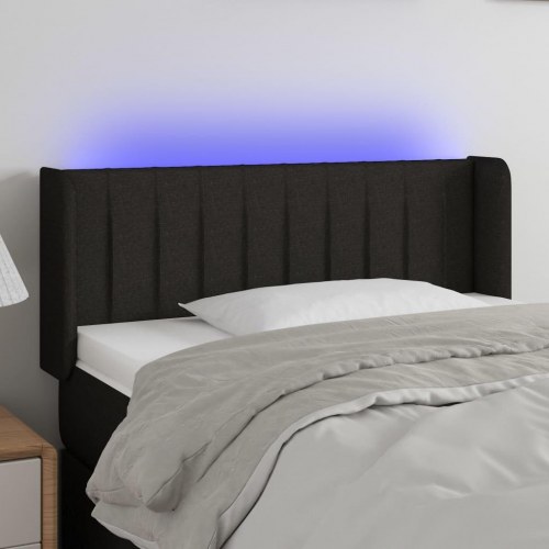 Sengegavl med LED-lys 103×16×78/88 cm - stof, sort