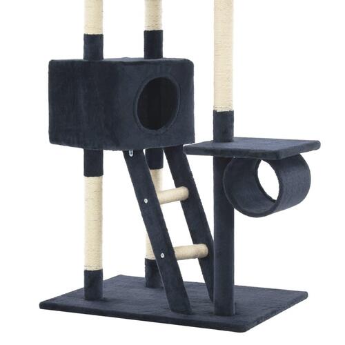 Kradsetræ til katte med sisal-kradsestolper 230-260 cm mørkeblå