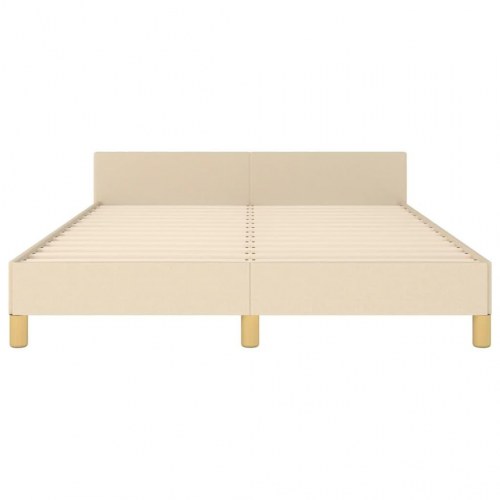 Sengeramme med sengegavl 140 x 190 cm - stof, cremefarvet