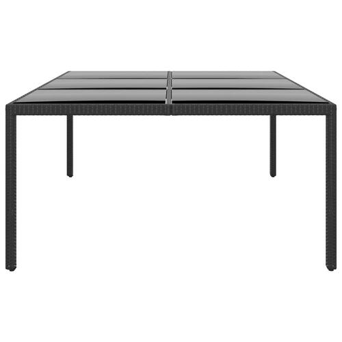Havebord 200x150x75 cm hærdet glas og polyrattan sort