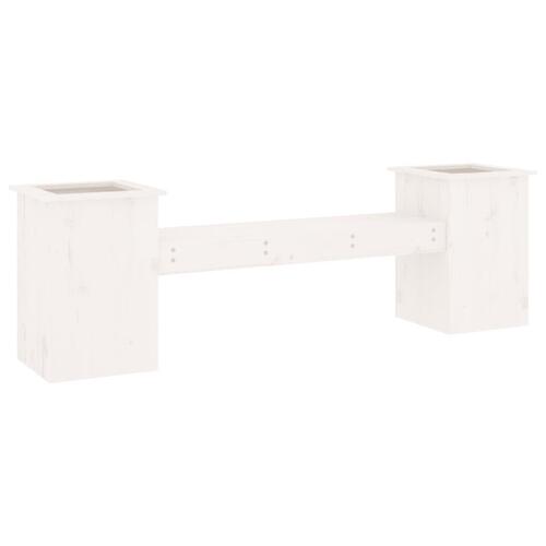 Bænk med plantekasser 184,5x39,5x56,5 cm massivt fyrretræ hvid