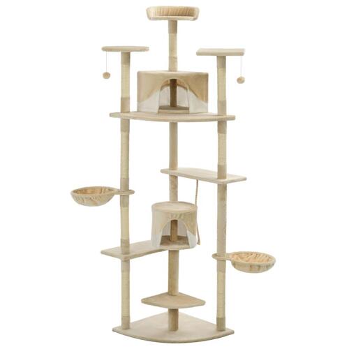 Kattetræ med sisalkradsestolper 203 cm beige og hvid