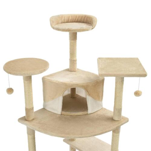 Kattetræ med sisalkradsestolper 203 cm beige og hvid