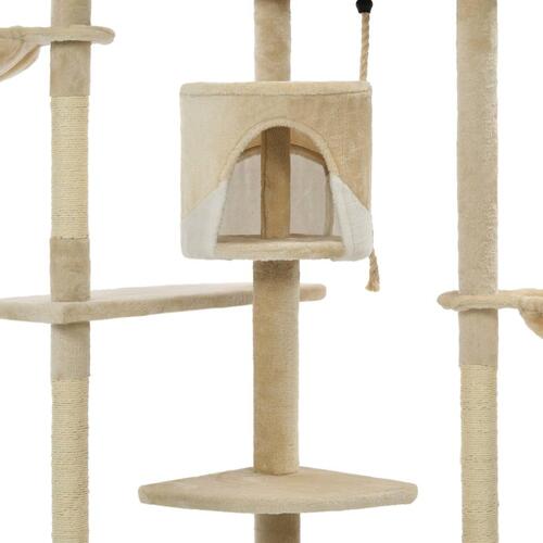 Kattetræ med sisalkradsestolper 203 cm beige og hvid