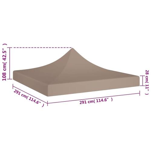 Tag til festtelt 3x3 m 270 g/m² gråbrun