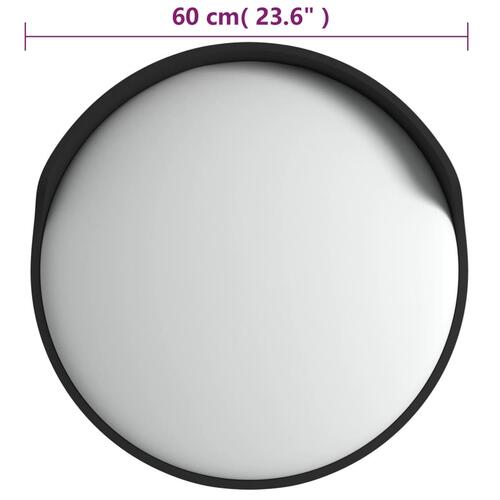 Udendørs konveks trafikspejl Ø60 cm polycarbonat sort