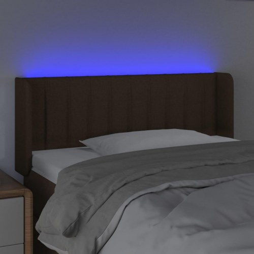 Sengegavl med LED-lys 103x16x78/88 cm - stof, mørkebrun