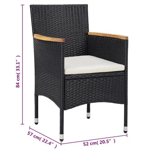 Spisebordssæt til haven 11 dele polyrattan sort