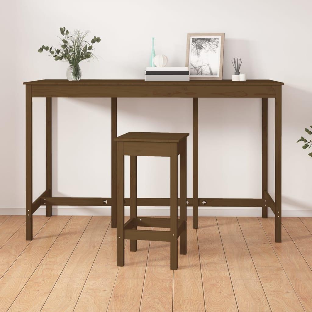 Barbord 180x80x110 cm massivt fyrretræ gyldenbrun