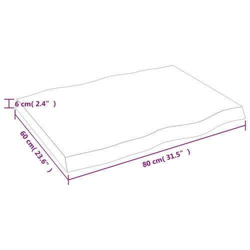Bordplade 80x60x(2-6)cm naturlig kant ubehandlet massivt træ