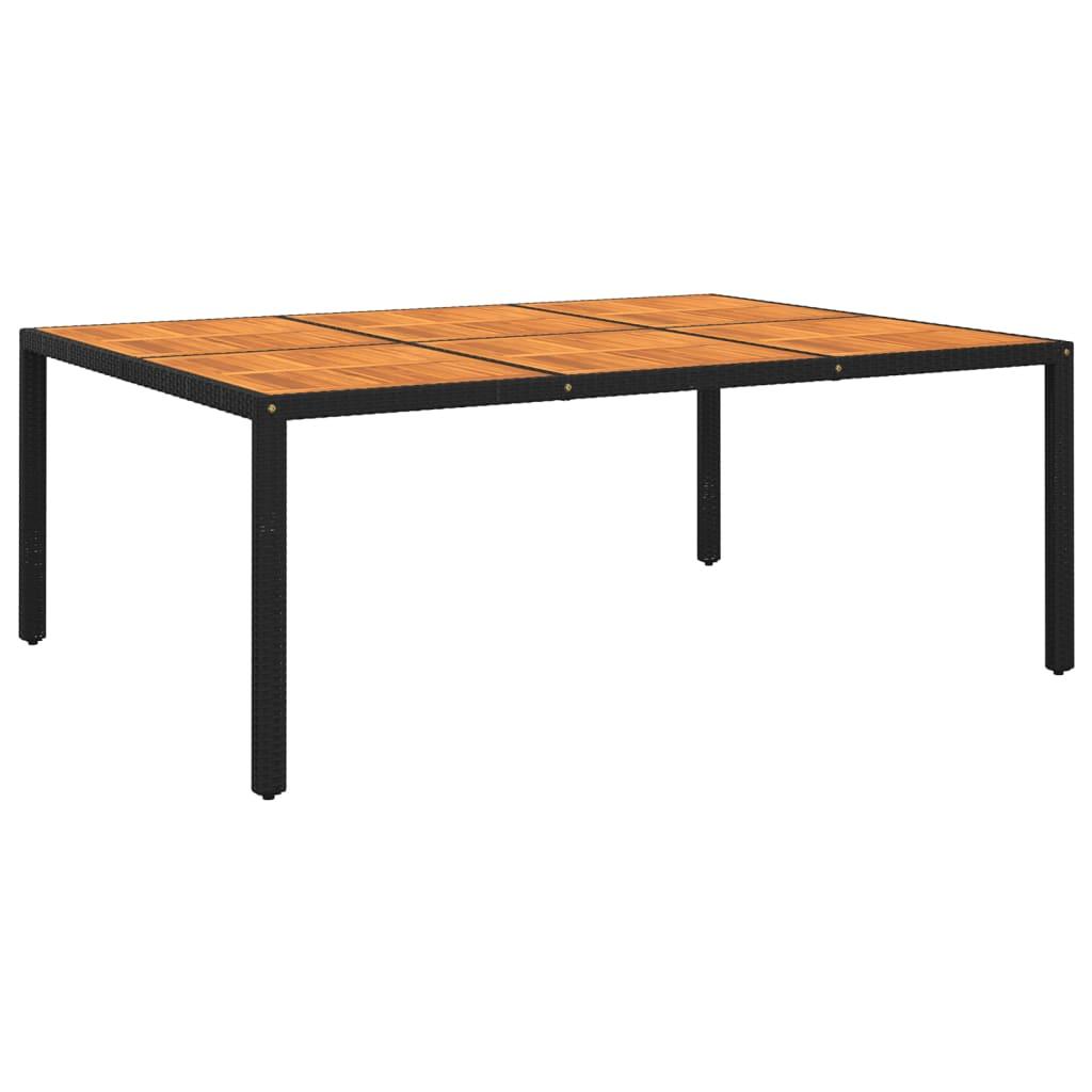 Havebord 200x150x75 cm akacietræ og polyrattan sort