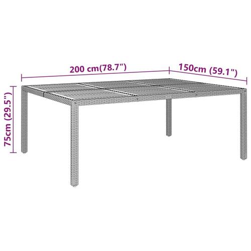 Havebord 200x150x75 cm akacietræ og polyrattan sort
