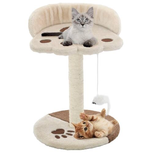 Kradsetræ til katte med sisal-kradsestolper 40 cm beige og brun