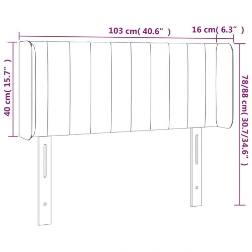 Sengegavl med LED-lys 103×16×78/88 cm - stof, blå
