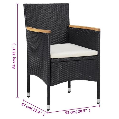 Spisebordssæt til haven 11 dele polyrattan sort