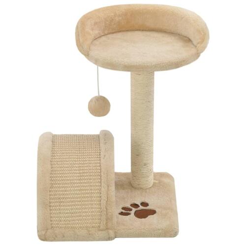 Kradsetræ til katte med sisal-kradsestolper 40 cm beige og brun