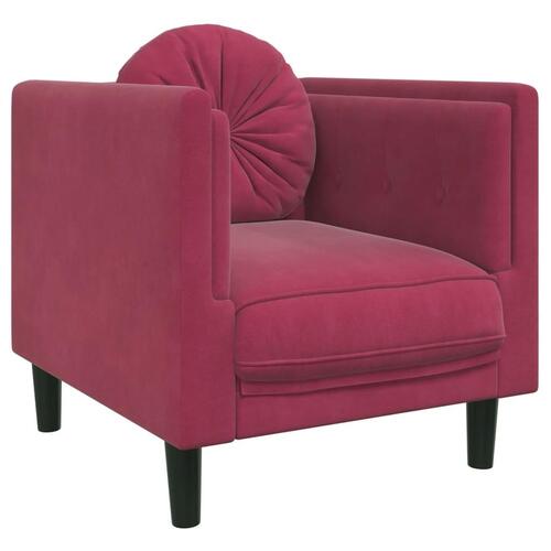3 personers sofa med puder velour vinrød