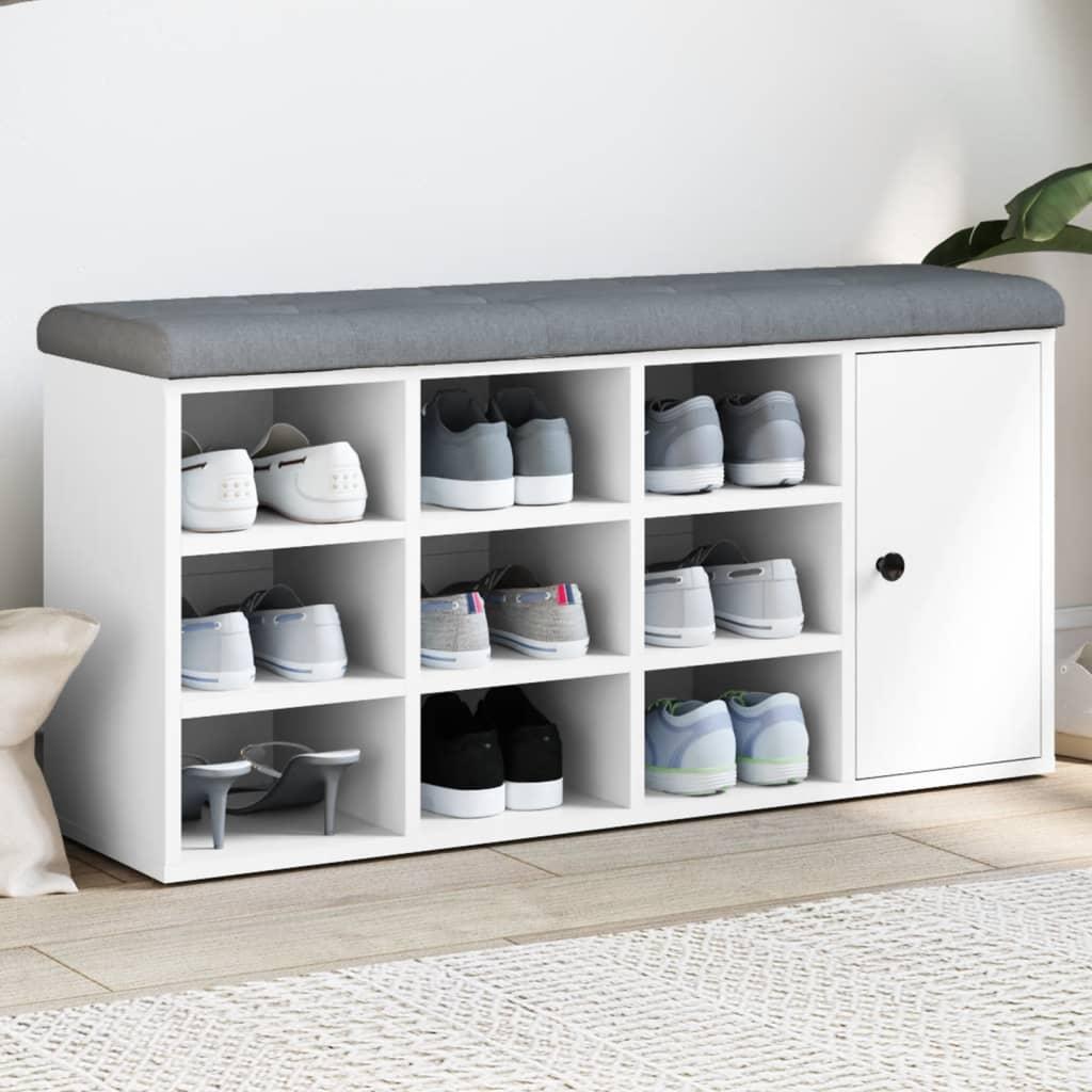 Skobænk 102x32x50 cm konstrueret træ hvid