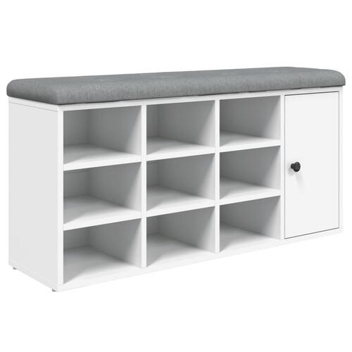 Skobænk 102x32x50 cm konstrueret træ hvid
