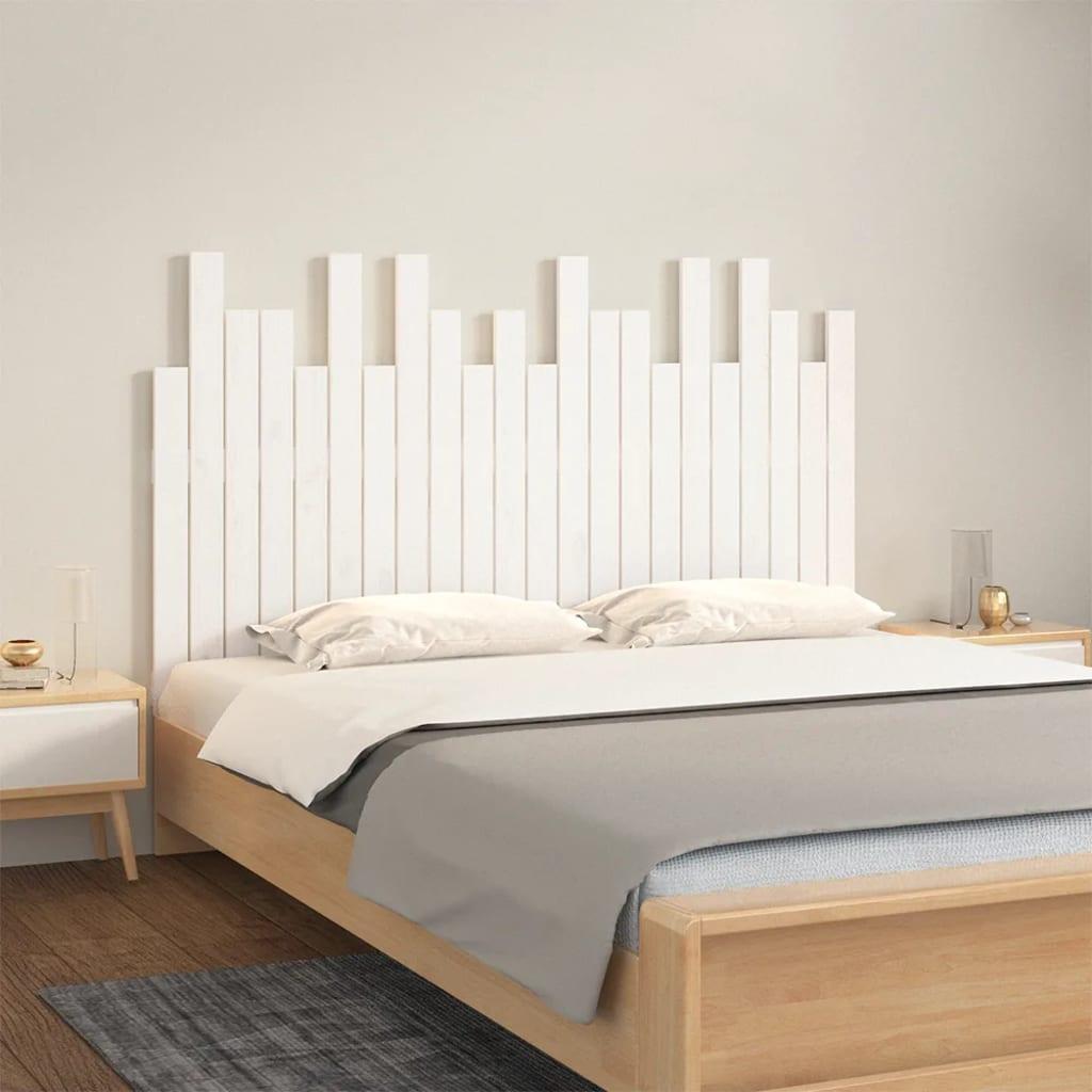 Sengegavl 140x3x80 cm massivt fyrretræ hvid billede