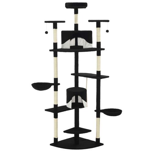 Kradsetræ med sisalstolper 203 cm sort og hvid