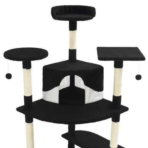 Kradsetræ med sisalstolper 203 cm sort og hvid