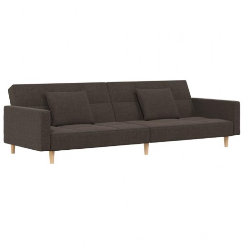 2-personers sovesofa med 2 puder stof brun